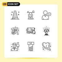 9 Universal Outlines Set for Web and Mobile Applications literature lesson delete book user Editable Vector Design Elements