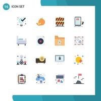 Modern Set of 16 Flat Colors and symbols such as bed seminar barrier webinar forum Editable Pack of Creative Vector Design Elements