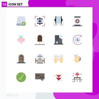 Pack of 16 creative Flat Colors of optimization engine view transfer data Editable Pack of Creative Vector Design Elements