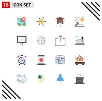 Flat Color Pack of 16 Universal Symbols of appliances roller devices painting smart home Editable Pack of Creative Vector Design Elements