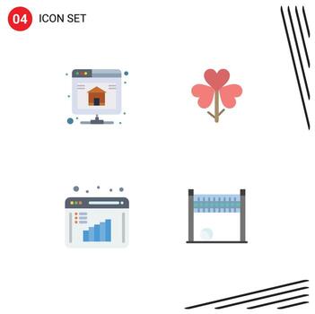 Modern Set of 4 Flat Icons and symbols such as backup business report server floral data computation Editable Vector Design Elements