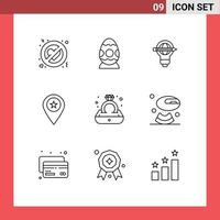 9 Universal Outlines Set for Web and Mobile Applications pin map success location light Editable Vector Design Elements