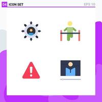 Pictogram Set of 4 Simple Flat Icons of business man manager gym danger Editable Vector Design Elements