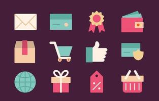 E commerce Shopping Colorful Flat Icons Collection vector