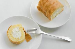 pastel de crema de vainilla para el tiempo de descanso foto