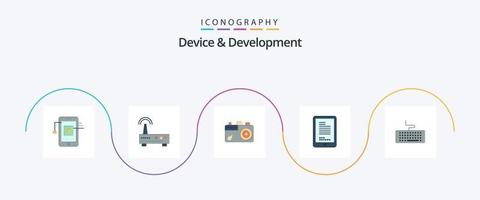 paquete de iconos de 5 planos de dispositivo y desarrollo que incluye teclado. célula. cámara. hardware. móvil vector