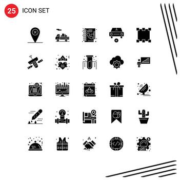User Interface Pack of 25 Basic Solid Glyphs of rectangle path phone vehicles more Editable Vector Design Elements
