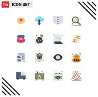 16 User Interface Flat Color Pack of modern Signs and Symbols of flag usa protect shield search Editable Pack of Creative Vector Design Elements