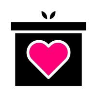 icono de regalo sólido negro rosa estilo san valentín vector ilustración perfecto.