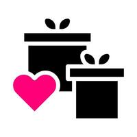 icono de regalo sólido negro rosa estilo san valentín vector ilustración perfecto.