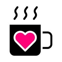 taza icono sólido negro rosa estilo san valentín vector ilustración perfecto.