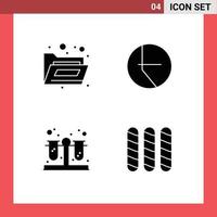 Modern Set of 4 Solid Glyphs Pictograph of files bread chart blood loaf Editable Vector Design Elements