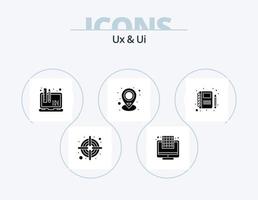 ux y ui glyph icon pack 5 diseño de iconos. bosquejo. libro. desarrollo. lugar. mapa vector