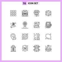 User Interface Pack of 16 Basic Outlines of cart object medical process taxi Editable Vector Design Elements