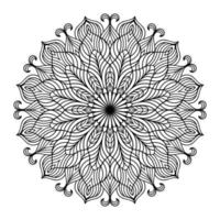 Mandala floral coloring page for adults relaxation, black and white mandala coloring page hand drawn outlined doodle line art, adult mandala for coloring page interior vector