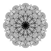 Mandala floral coloring page for adults relaxation, black and white mandala coloring page hand drawn outlined doodle line art, adult mandala for coloring page interior vector