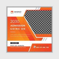 Admission going on educational social media web square banner post design template vector