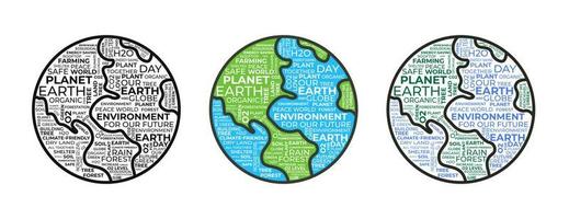 Ecology earth and environment climate word cloud for earth and enviroment day concept vector