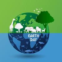 medio ambiente mundial y concepto del día de la tierra con corte de papel, estilo collage de papel vector