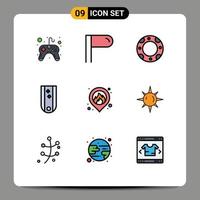 Stock Vector Icon Pack of 9 Line Signs and Symbols for sun location lifebuoy fire rank Editable Vector Design Elements