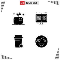 4 Creative Icons Modern Signs and Symbols of apple soup science gear halloween Editable Vector Design Elements