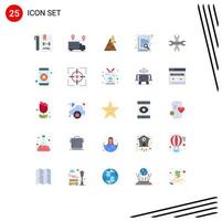 Pack of 25 creative Flat Colors of research document trust launch aircraft Editable Vector Design Elements