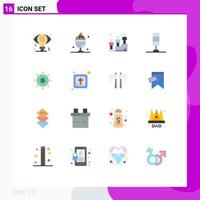 Set of 16 Modern UI Icons Symbols Signs for list budget leaderboard light interior Editable Pack of Creative Vector Design Elements