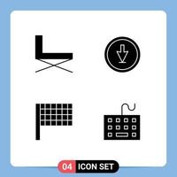 Modern Set of 4 Solid Glyphs Pictograph of chair pointer rest direction sports Editable Vector Design Elements