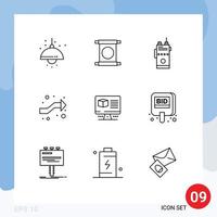 User Interface Pack of 9 Basic Outlines of computer intersection walkie intersect camping Editable Vector Design Elements