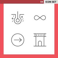 Set of 4 Modern UI Icons Symbols Signs for hair transfer infinite coin cryptocurrency arch Editable Vector Design Elements