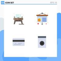 4 Universal Flat Icon Signs Symbols of home money table presentation household Editable Vector Design Elements