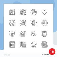 paquete de iconos vectoriales de stock de 16 signos y símbolos de línea para el signo de entrega de bodas de oro amor elementos de diseño vectorial editables vector