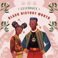 pareja afroamericana celebrando el mes de la historia negra vector