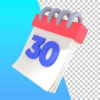 Icono de calendario de procesamiento 3D foto