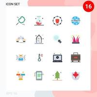 Pack of 16 creative Flat Colors of gaming web computing system internet Editable Pack of Creative Vector Design Elements