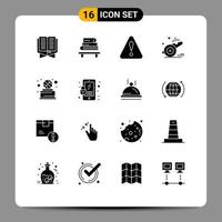 16 Thematic Vector Solid Glyphs and Editable Symbols of basketball soccer books referee whistle Editable Vector Design Elements