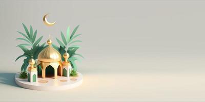 3D Illustration of Mosque for Ramadan Greeting Card photo