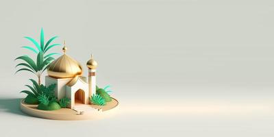 3D Mini Mosque for Eid al-Fitr Greeting photo