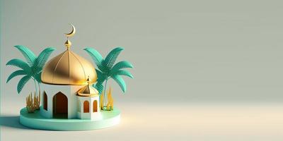 3D Mosque Illustration for Islamic Event photo