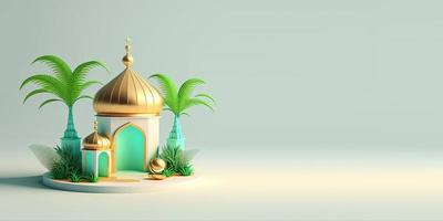 3D Mosque Illustration for Islamic Event photo
