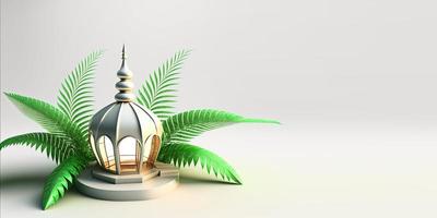 Islamic lantern 3d with copy space photo