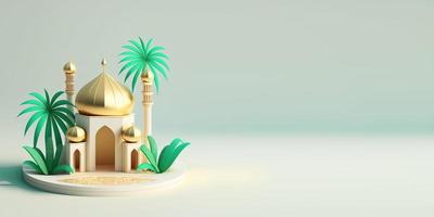 3D Mosque Illustration for Ramadan Greeting photo