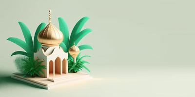 Eid al-Fitr Background with 3D Mosque Illustration photo