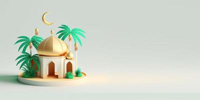 Golden 3D Mosque Illustration for Ramadan Greeting photo