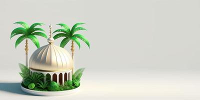 ilustración de mezquita dorada 3d para fondo de saludo de ramadán foto