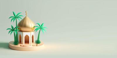 Eid al-Fitr Background with 3D Mosque Illustration photo