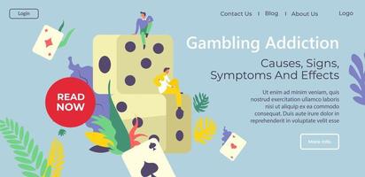 Gambling addiction, causes and symptoms website vector