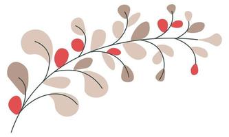 Branch with leaves and berries, autumn twig vector