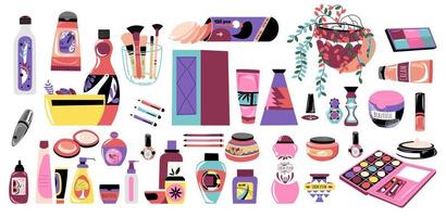 Cosmetic products and trendy cosmetology care vector