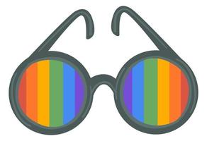 Hippie spectacles with rainbow rounded glasses vector